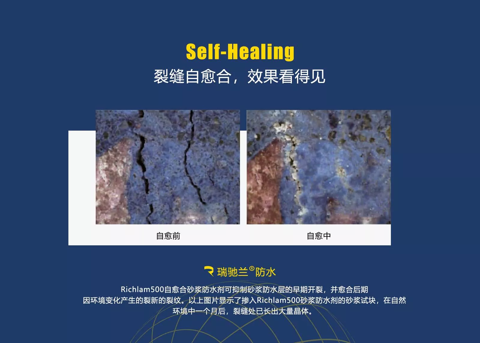 瑞驰兰砂浆防水剂修复微裂缝的过程